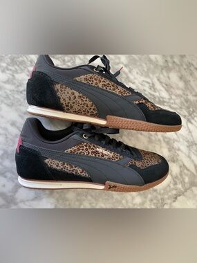 Puma Sneakers Black Leopard Print Women's Size 11 Like New!